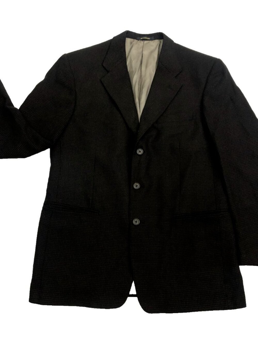 Vintage Givenchy Monsieur Worsted Suit Jacket Blazer Plaid Dark Brown 42R